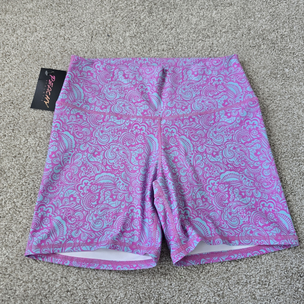 NWT Peachy Athletic Neon Lace Halycon Athletic Shorts Sz Medium
